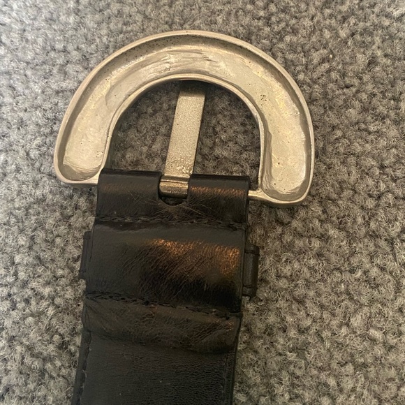 Prada Geometric Buckle Calfskin Leather Belt - Picture 2 of 7